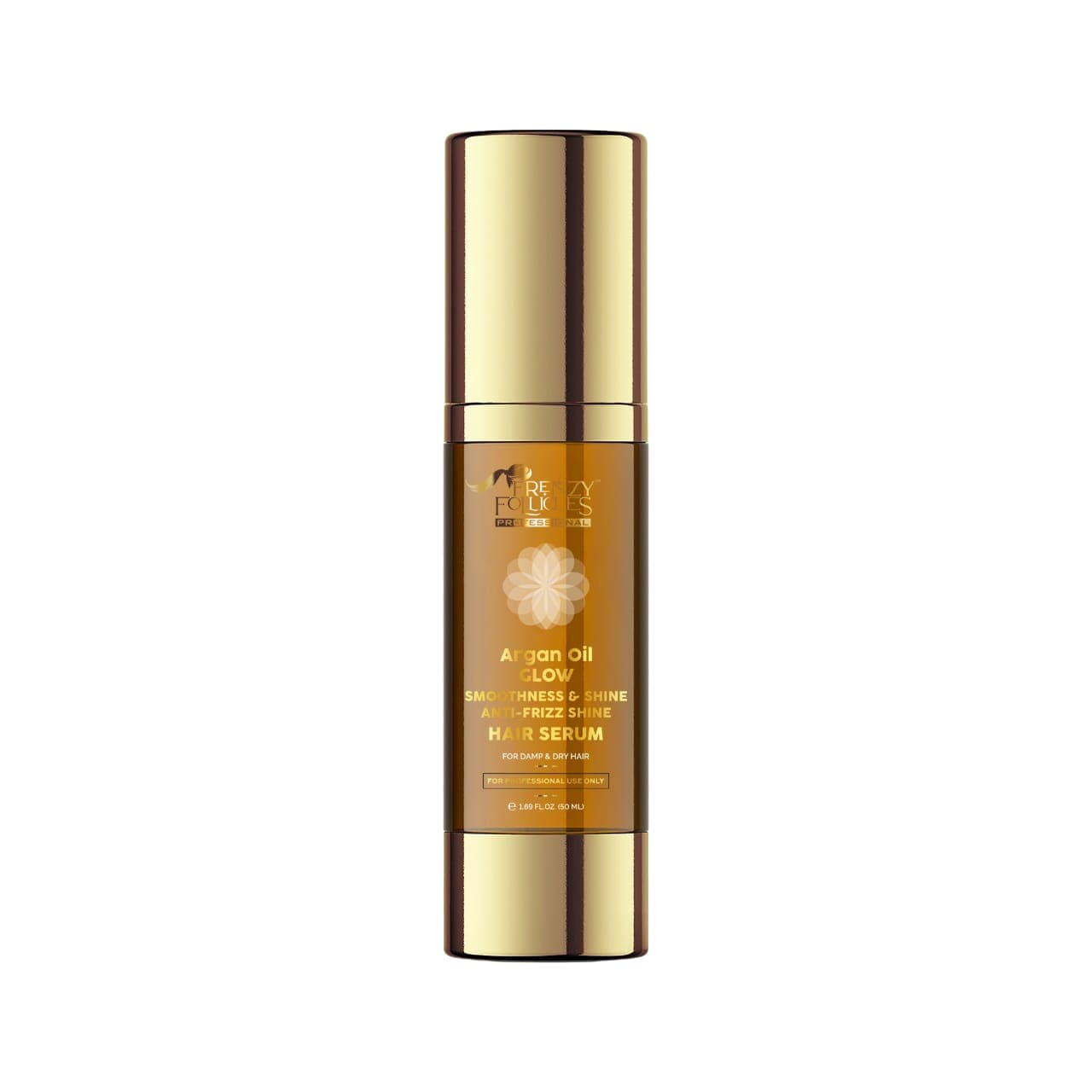 Argan Oil Glow Hair Serum in amber glass bottle with gold cap