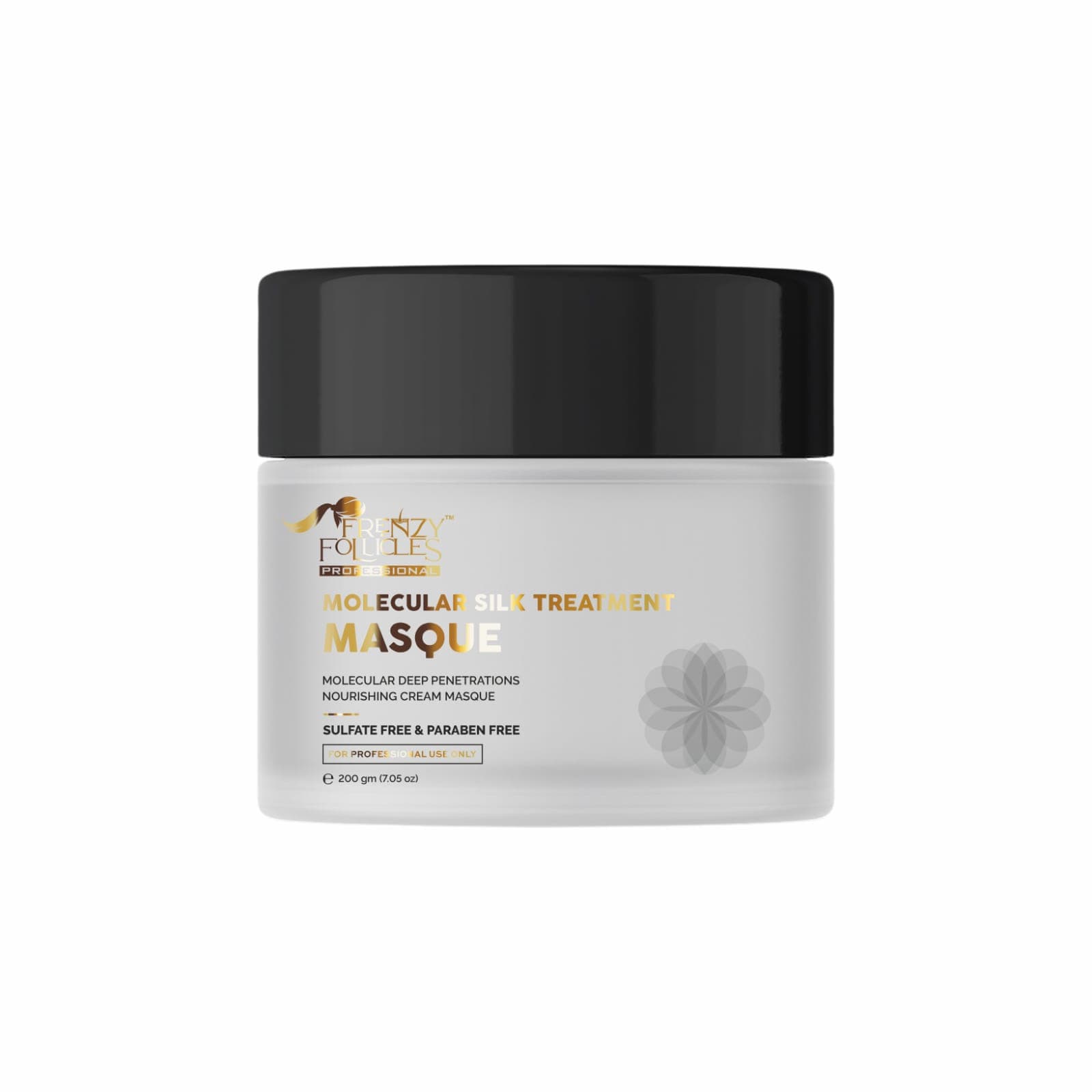 Molecular Silk Treatment Masque 200 g frosted jar with black lid